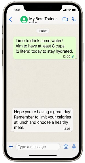 WhatsApp conversation with a trainer
